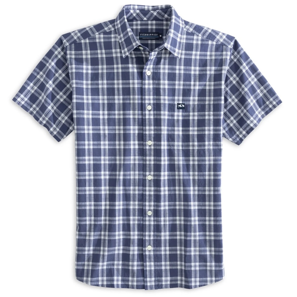 NWT Fish Hippie Men’s Plaid Button Up Collared Rumfront Shirt